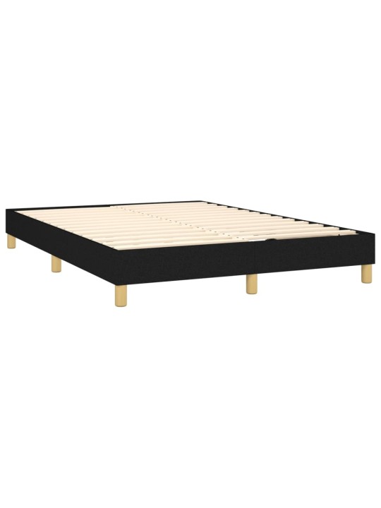 Atsperu gulta ar matraci, led, melns audums, 140x200 cm
