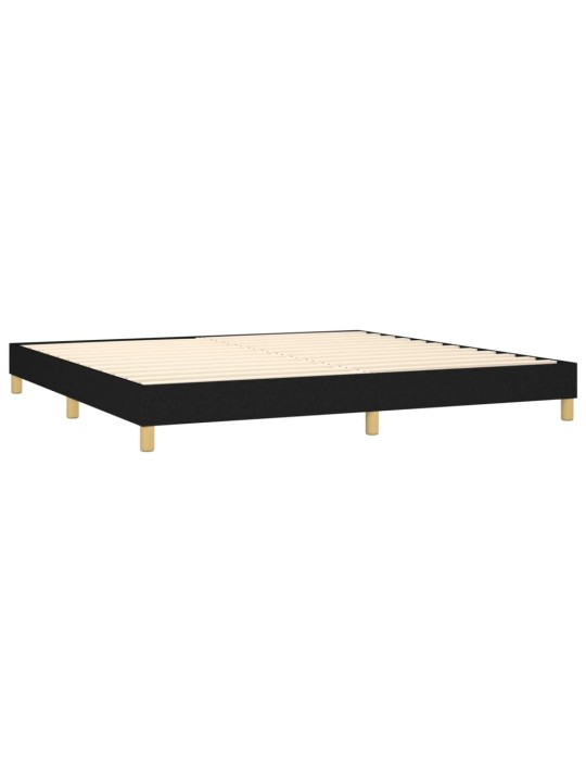 Atsperu gulta ar matraci, LED, melns audums, 200x200 cm