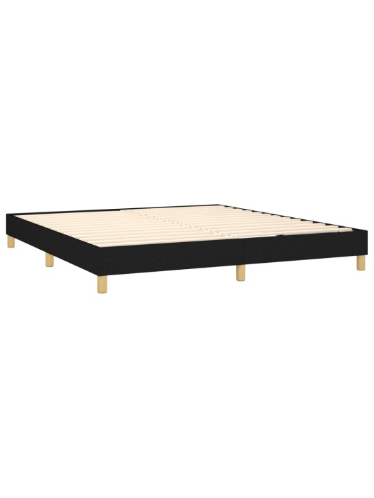 Atsperu gulta ar matraci, led, melns audums, 180x200 cm