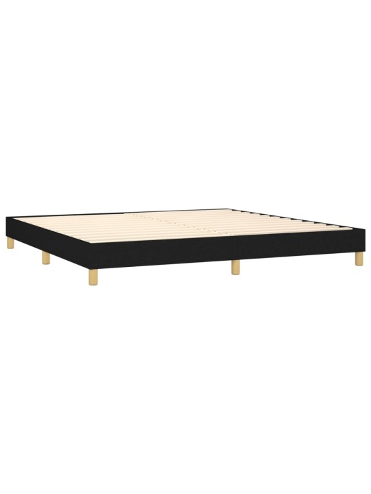 Atsperu gulta ar matraci, LED, melns audums, 200x200 cm