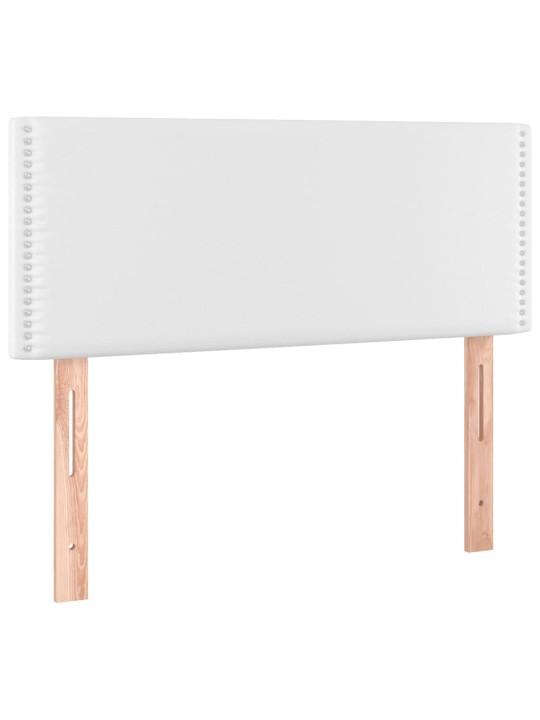 Atsperu gulta ar matraci, led, balta, 120x200 cm, mākslīgā āda
