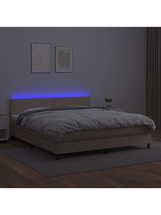 Kontinentālā gulta ar matraci, LED, kapučīno, 160x200 cm