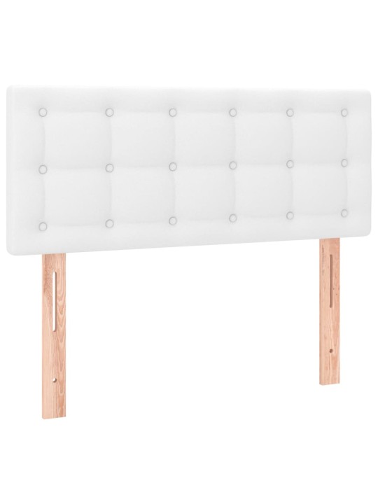 Atsperu gulta ar matraci, led, balta, 100x200 cm, mākslīgā āda
