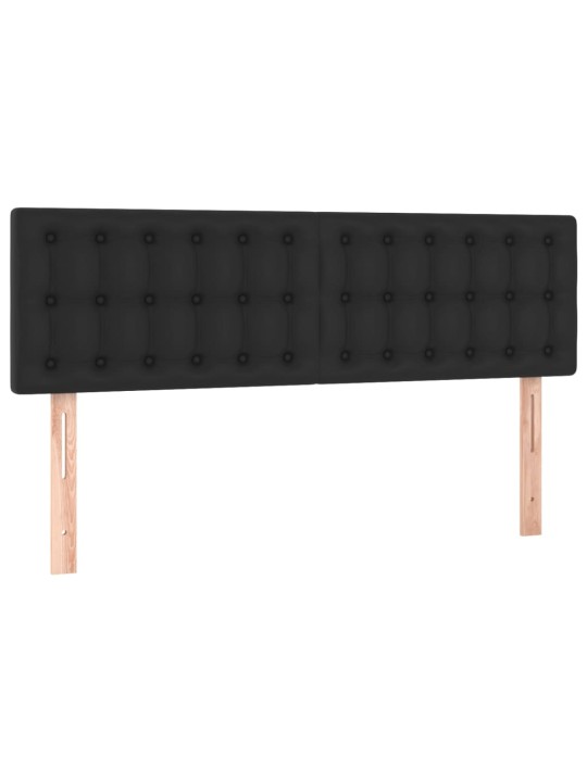Atsperu gulta ar matraci, led, melna, 140x200 cm, mākslīgā āda