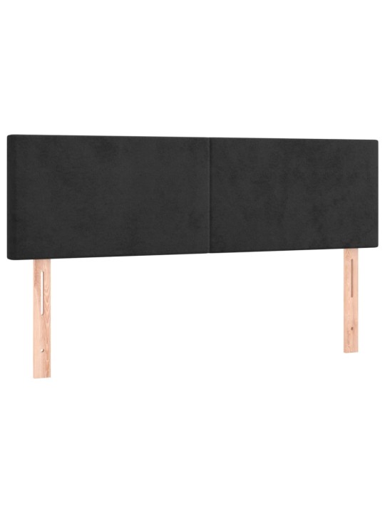Atsperu gulta ar matraci, LED, melns samts, 140x190 cm