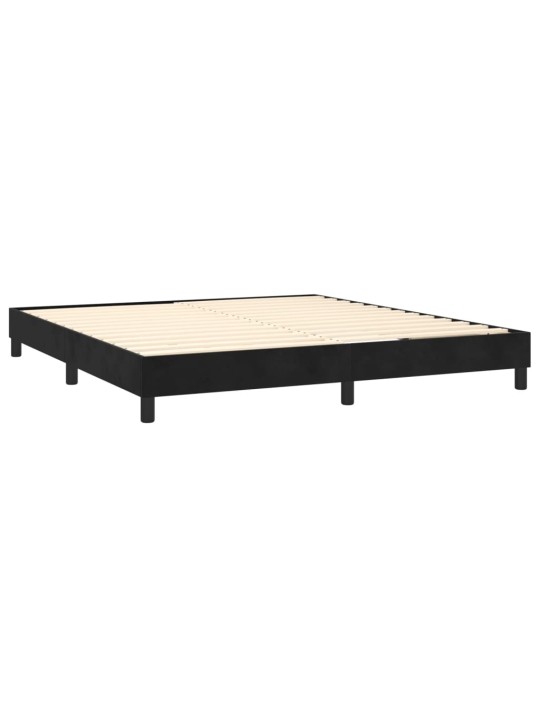 Atsperu gulta ar matraci, LED, melns samts, 180x200 cm