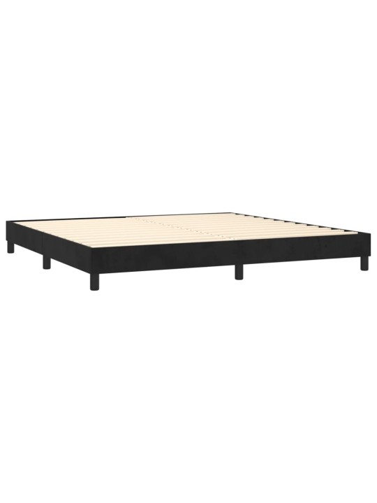 Atsperu gulta ar matraci, LED, melns samts, 200x200 cm