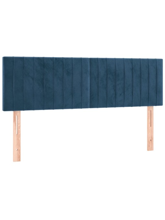 Atsperu gulta ar matraci, LED, tumši zils samts, 140x190 cm