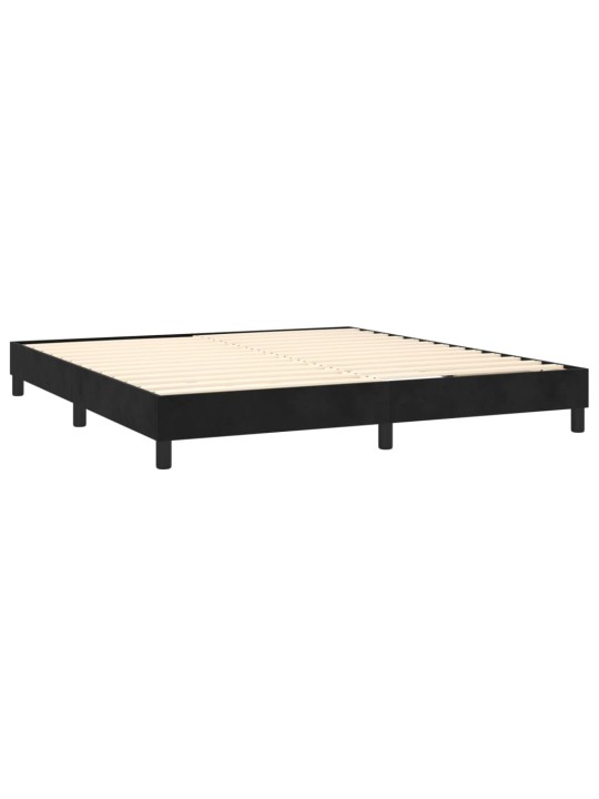 Atsperu gulta ar matraci, LED, melns samts, 160x200 cm