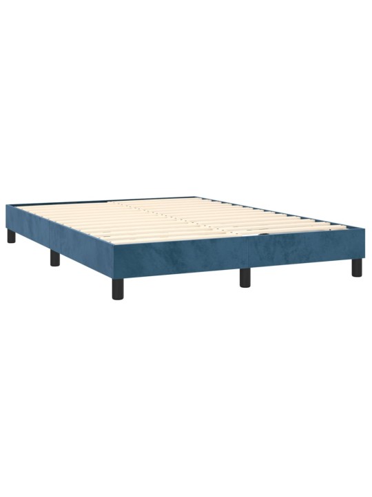 Kontinentālā gulta ar matraci, LED, tumši zils samts, 140x190 cm