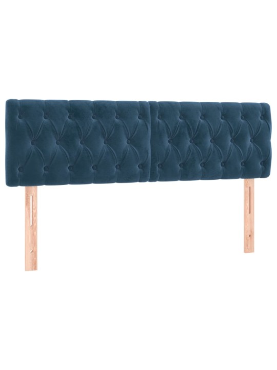Kontinentālā gulta ar matraci, LED, tumši zils samts, 140x190 cm