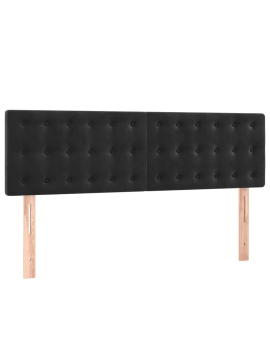 Atsperu gulta ar matraci, LED, melns samts, 140x190 cm