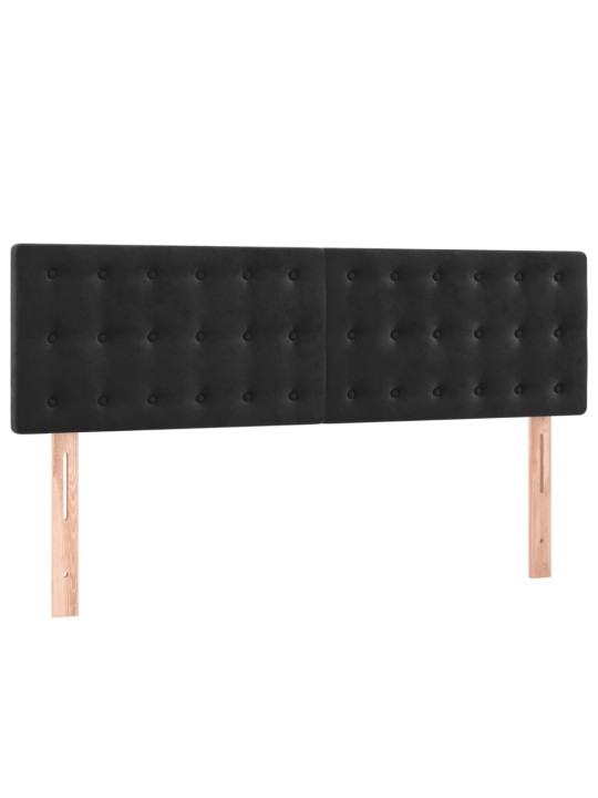 Atsperu gulta ar matraci, LED, melns samts, 140x200 cm