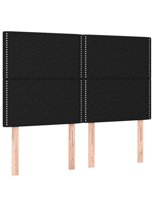 Atsperu gulta ar matraci, led, melns audums, 140x190 cm