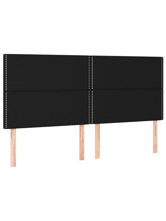 Atsperu gulta ar matraci, LED, melns audums, 200x200 cm