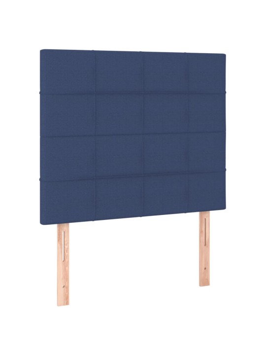 Atsperu gulta ar matraci, LED, zils audums, 90x200 cm