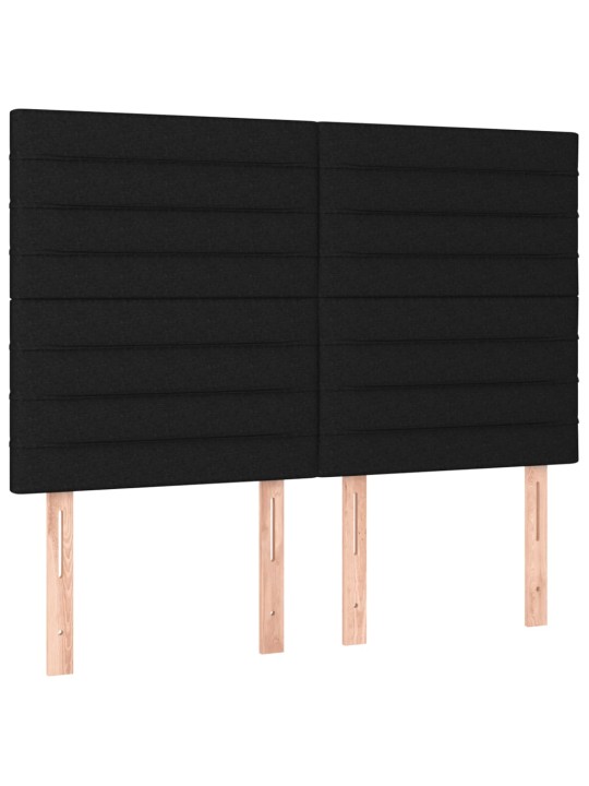 Atsperu gulta ar matraci, led, melns audums, 140x190 cm