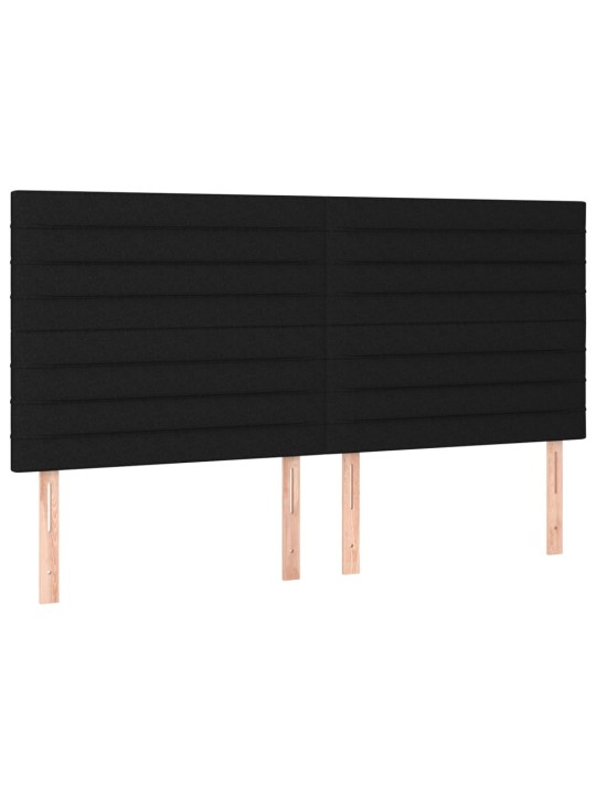 Atsperu gulta ar matraci, LED, melns audums, 160x200 cm
