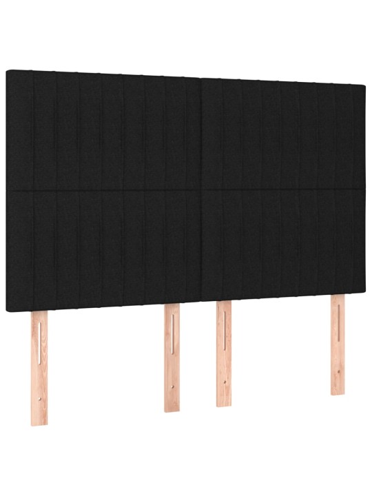 Atsperu gulta ar matraci, led, melns audums, 140x190 cm