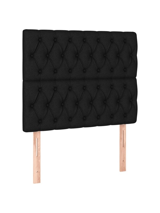 Atsperu gulta ar matraci, led, melns audums, 100x200 cm