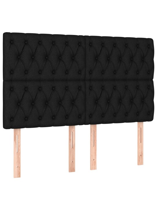 Atsperu gulta ar matraci, led, melns audums, 140x200 cm