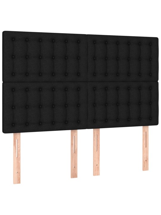 Atsperu gulta ar matraci, led, melns audums, 140x190 cm