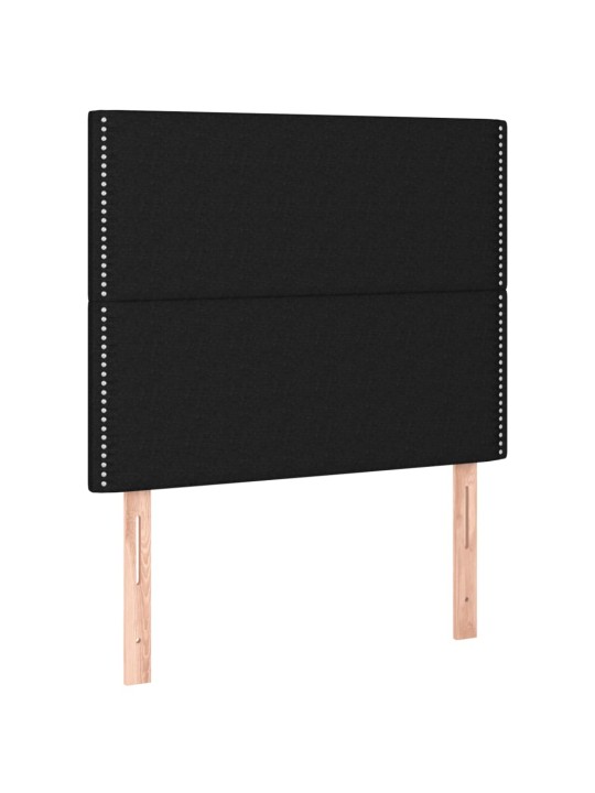 Atsperu gulta ar matraci, led, melns audums, 120x200 cm