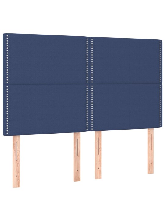 Atsperu gulta ar matraci, LED, zils audums, 140x190 cm