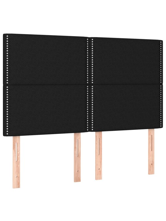 Atsperu gulta ar matraci, led, melns audums, 140x200 cm