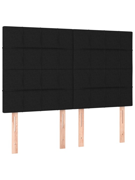 Atsperu gulta ar matraci, led, melns audums, 140x200 cm