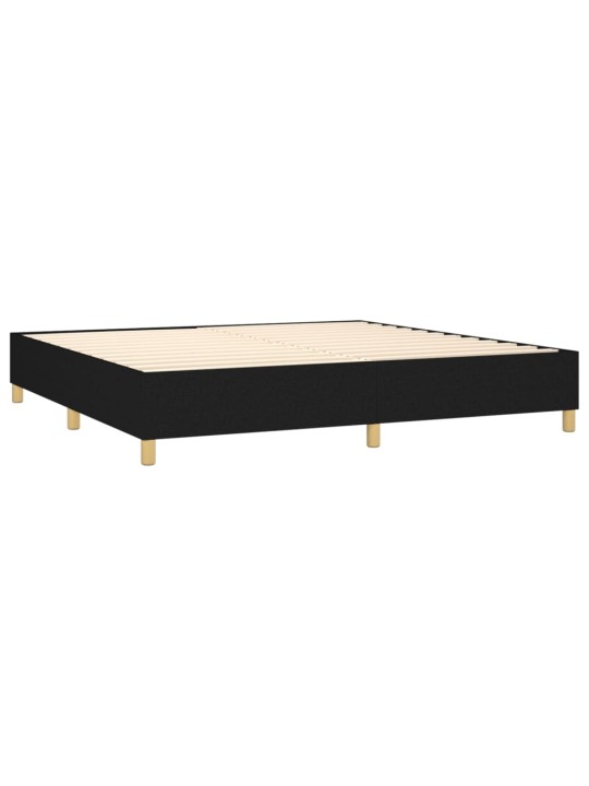 Atsperu gulta ar matraci, LED, melns audums, 200x200 cm