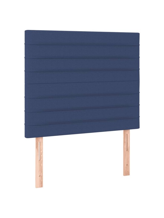Atsperu gulta ar matraci, LED, zils audums, 100x200 cm