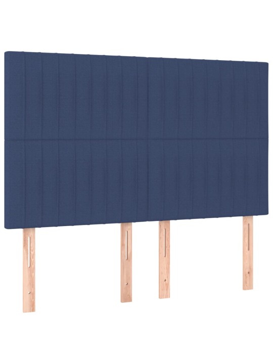 Atsperu gulta ar matraci, LED, zils audums, 140x190 cm