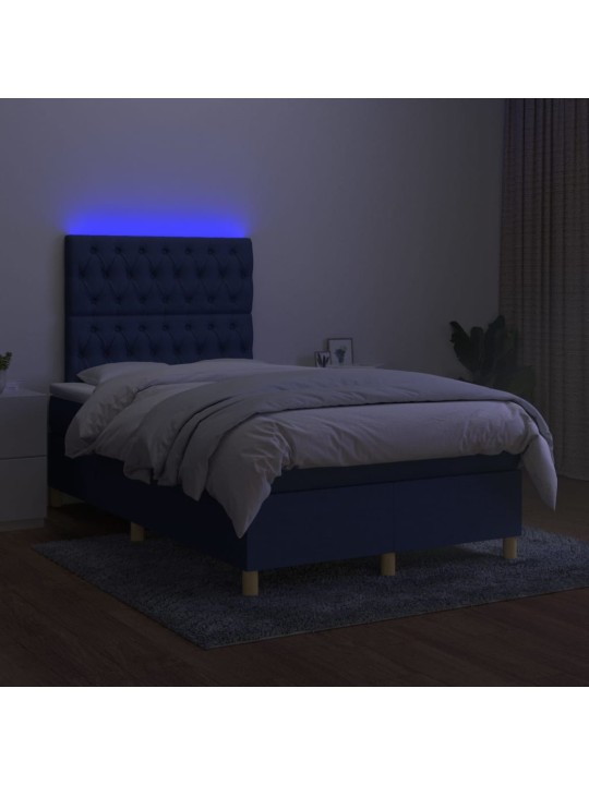 Atsperu gulta ar matraci, led, melns audums, 120x200 cm