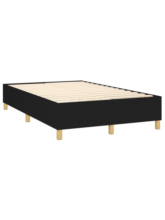 Atsperu gulta ar matraci, led, melns audums, 120x200 cm