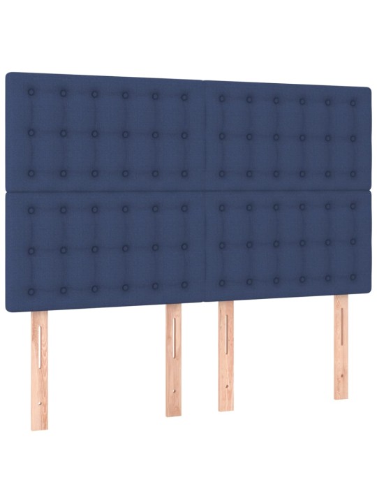 Atsperu gulta ar matraci, LED, zils audums, 140x190 cm