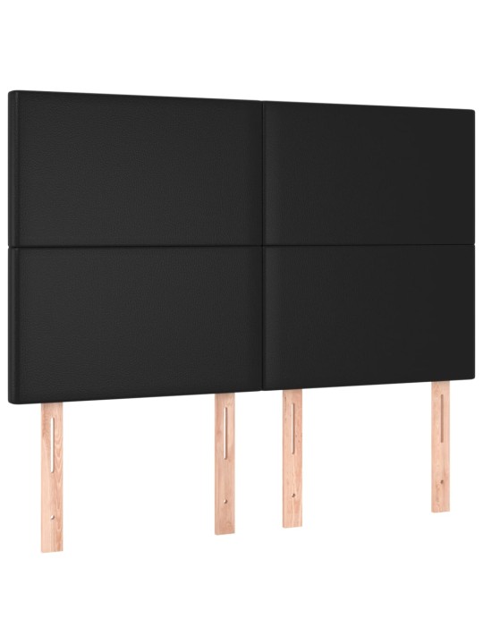 Atsperu gulta ar matraci, LED, melna, 140x200 cm, mākslīgā āda