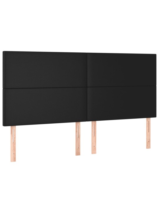Atsperu gulta ar matraci, LED, melna, 180x200 cm, mākslīgā āda
