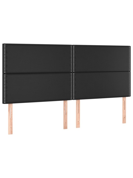 Atsperu gulta ar matraci, led, melna, 160x200 cm, mākslīgā āda