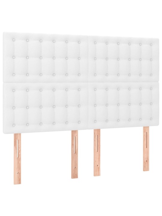 Atsperu gulta ar matraci, led, balta, 140x200 cm, mākslīgā āda