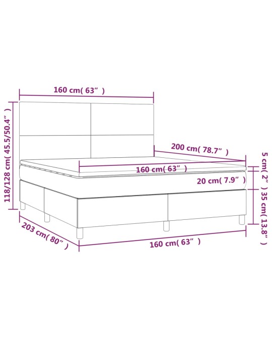 Kontinentālā gulta ar matraci, LED, tumši zils samts, 160x200 cm