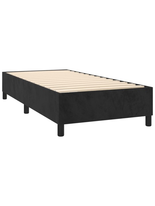 Atsperu gulta ar matraci, LED, melns samts, 100x200 cm