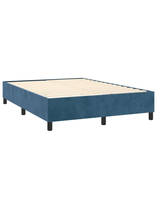 Kontinentālā gulta ar matraci, LED, tumši zils samts, 140x190 cm