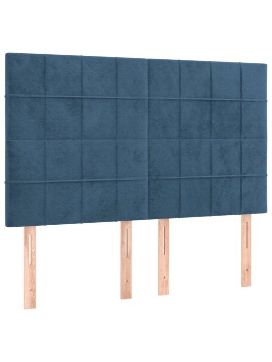 Kontinentālā gulta ar matraci, LED, tumši zils samts, 140x190 cm