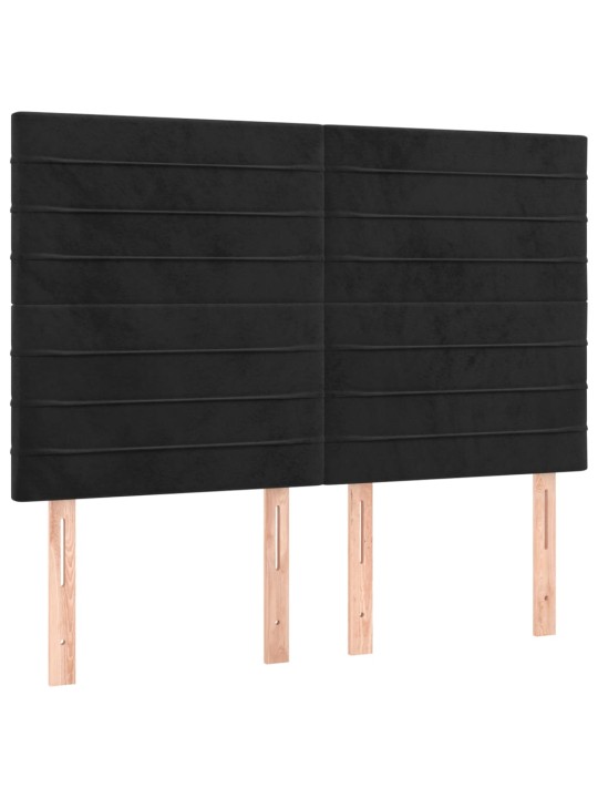 Atsperu gulta ar matraci, LED, melns samts, 140x190 cm