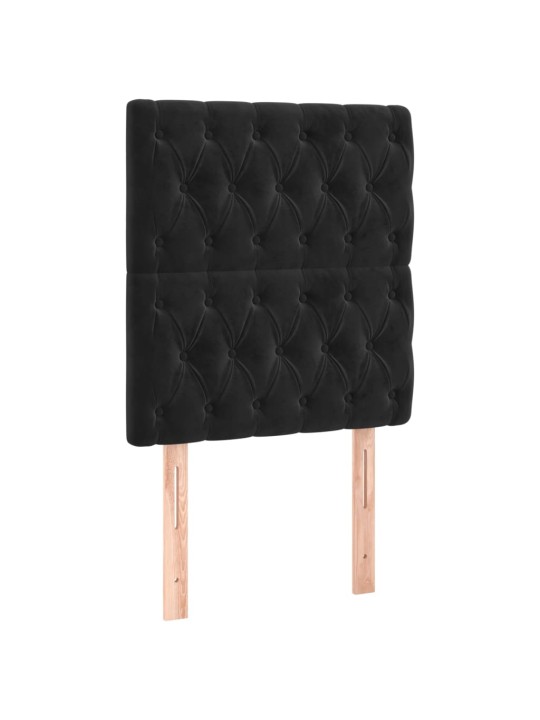 Atsperu gulta ar matraci, LED, melns samts, 100x200 cm