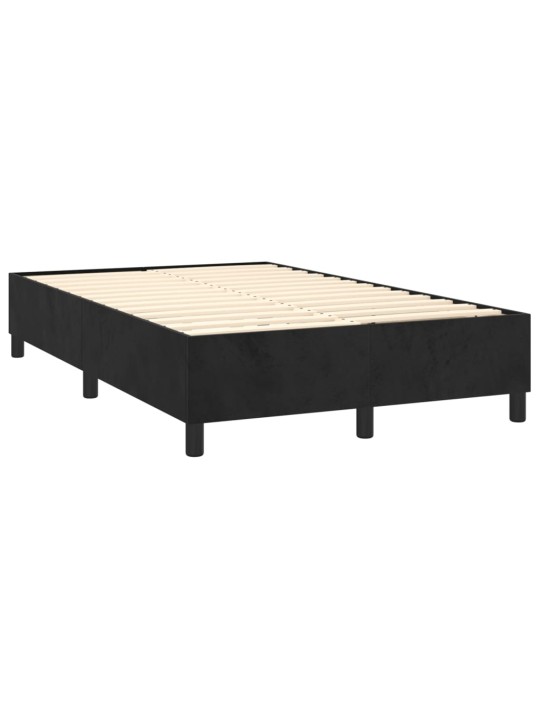 Atsperu gulta ar matraci, LED, melns samts, 120x200 cm