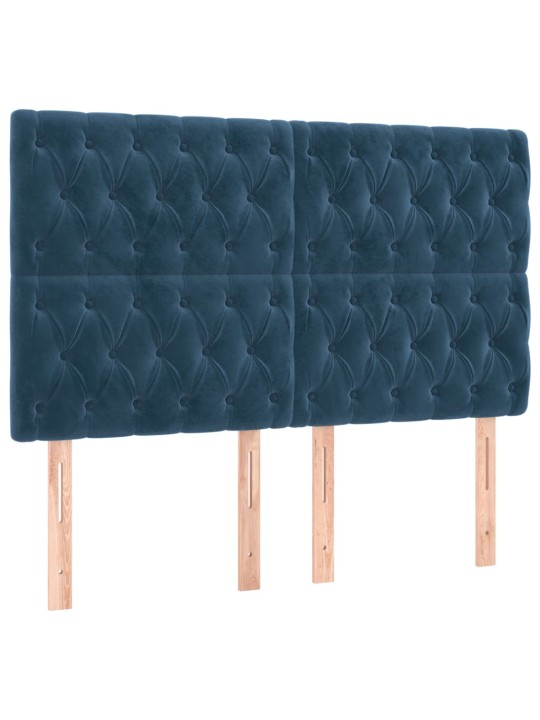 Kontinentālā gulta ar matraci, LED, tumši zils samts, 140x190 cm