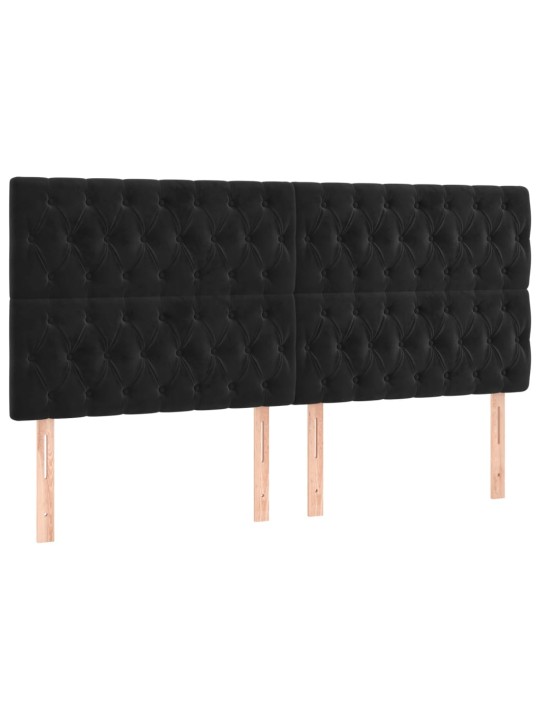 Atsperu gulta ar matraci, LED, melns samts, 200x200 cm