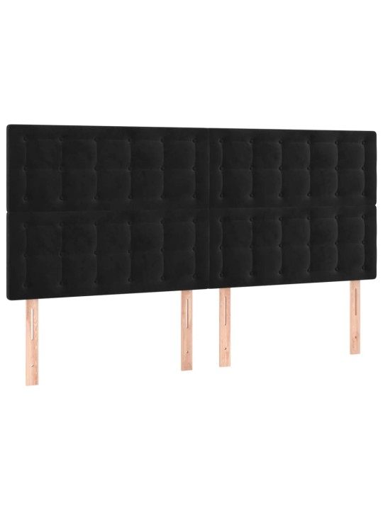Atsperu gulta ar matraci, LED, melns samts, 200x200 cm